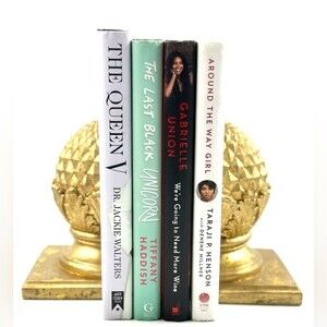 Vintage Antique Gold Tone Pinecone Bookends 5.8lbs